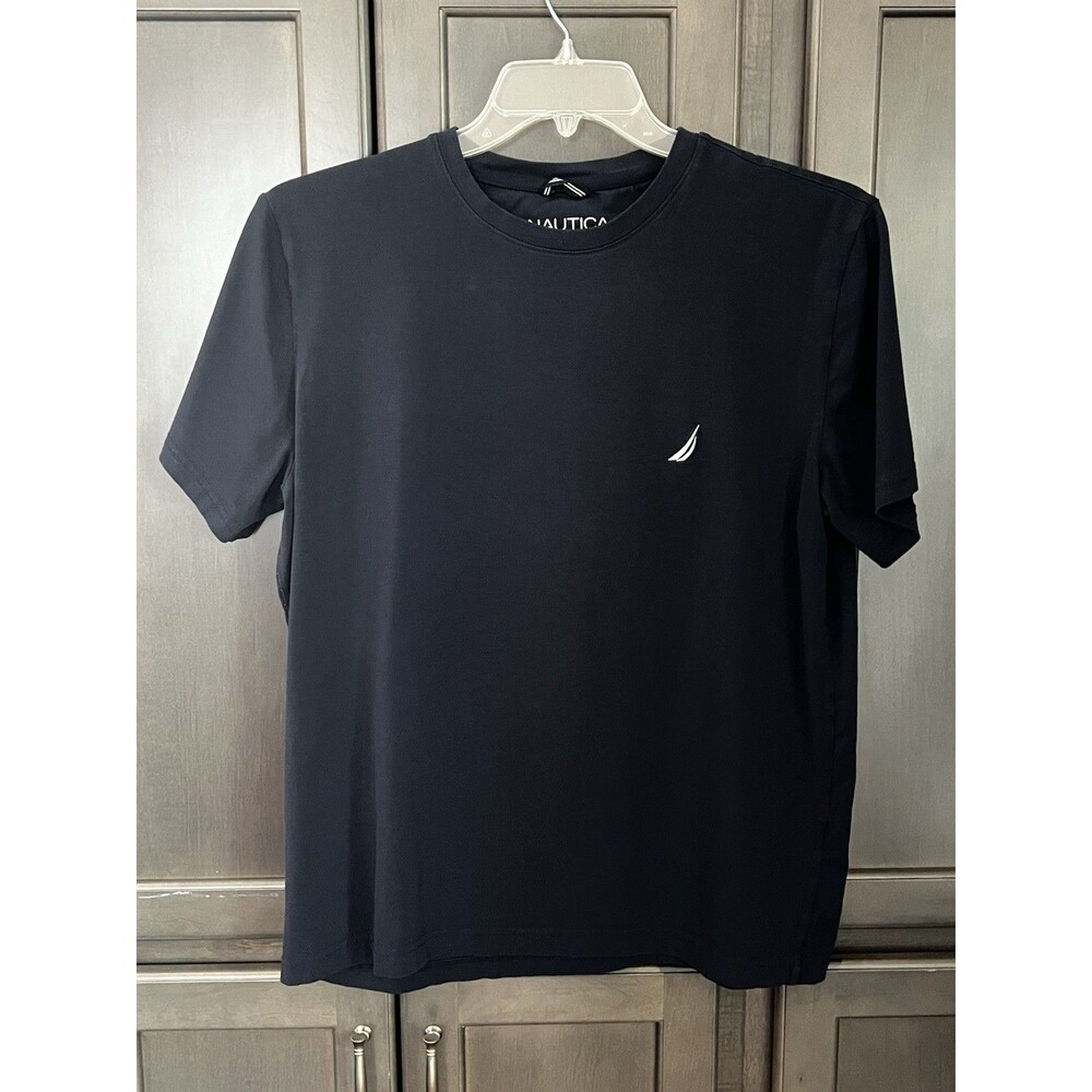 Nautica Navy Men's Performance T-Shirt Large 95% Cotton Embroidered Logo